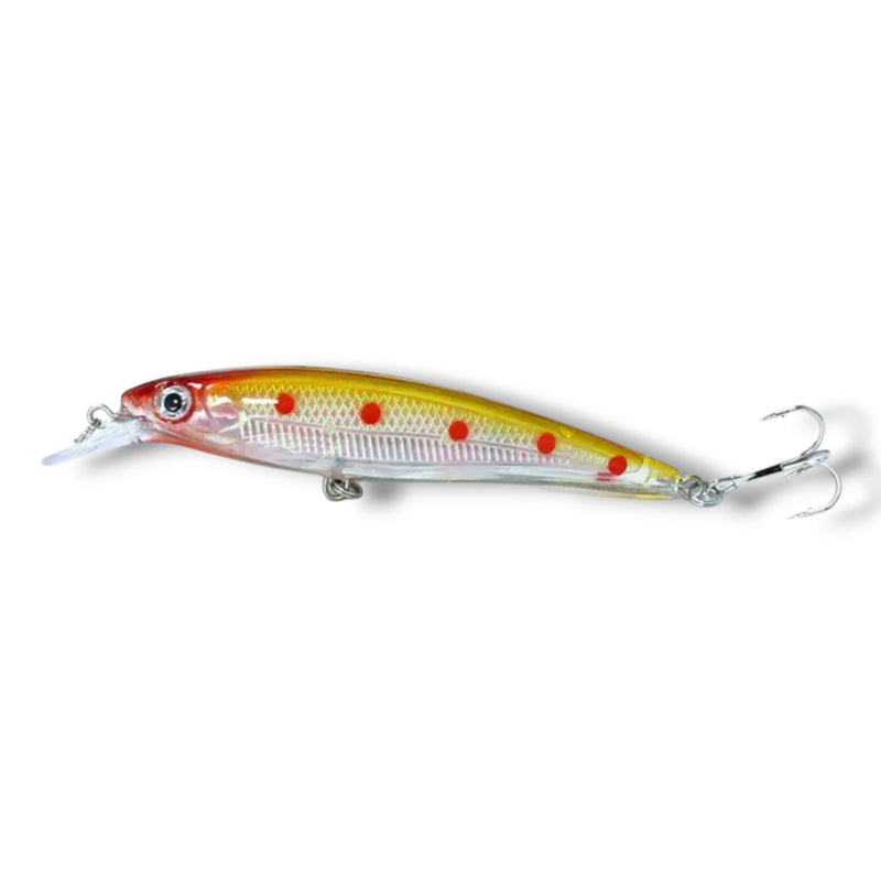 Sinking Minnow Fishing Lure 110mm 12.8g Hard Bait Long Casting with Sharp Treble Hooks for Saltwater & Freshwater Fishing