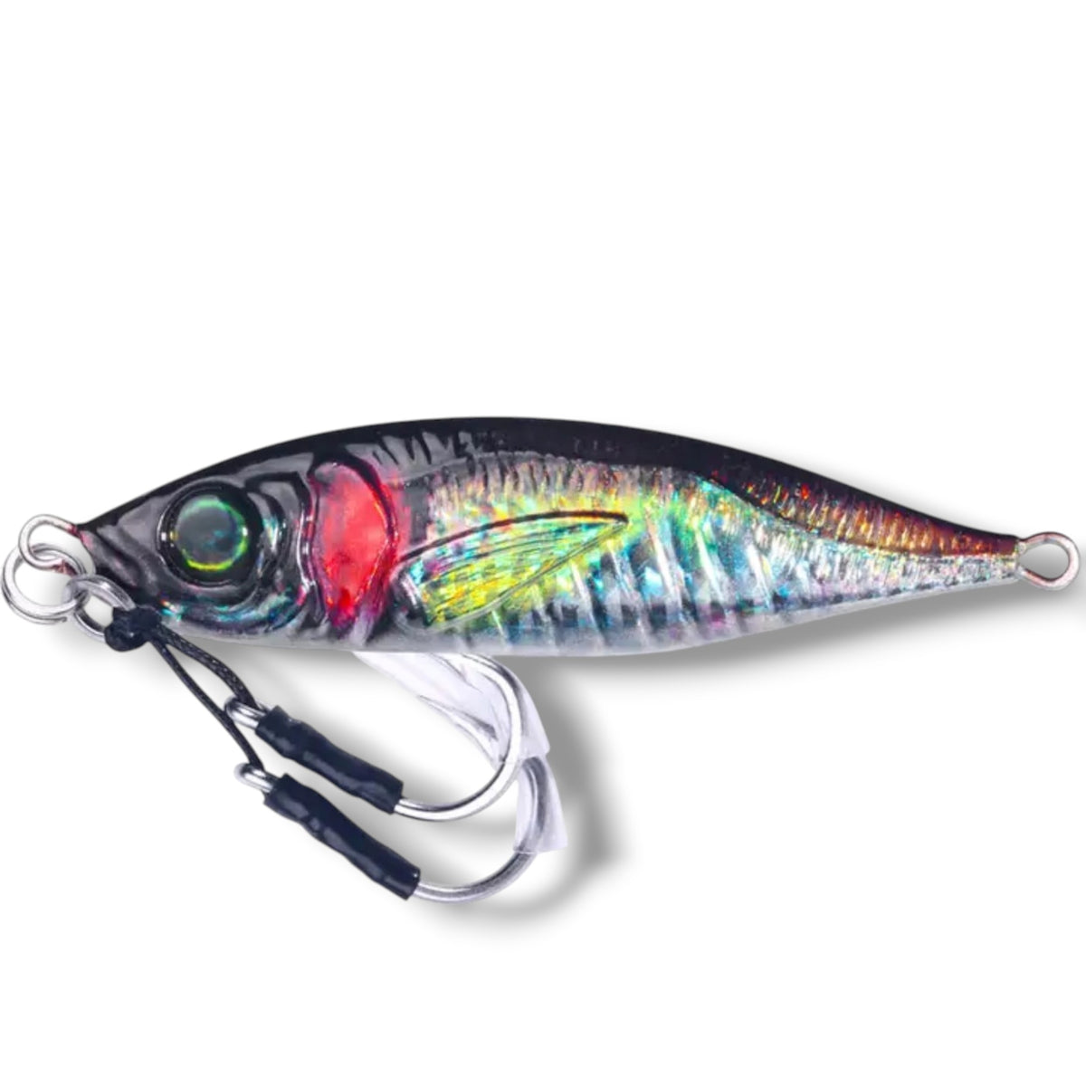 Long Cast Metal Jig Fishing Lure with 3D Fish Eyes, Laser Reflective Body & Double Assist Hooks – Saltwater & Freshwater Bait