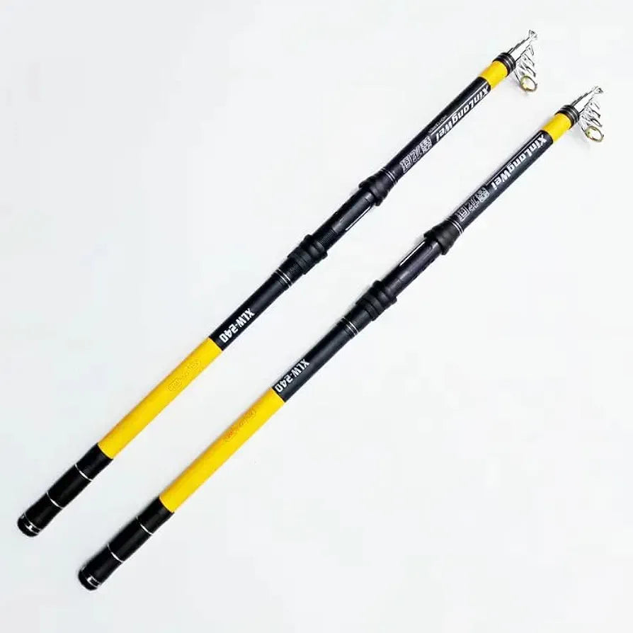 Xin Long Wei telescopic fishing rods multiple sizes display showing compact and extended rod design